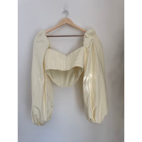 House of CB Miriam Lemon Yellow Balloon Sleeve Corset Top, Size M - Picture 7 of 8